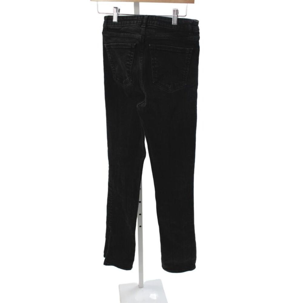 Zara Womens Straight Black Jeans Cotton Mid Rise Button Size 4 - Picture 3 of 6